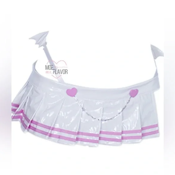 Moe Flavor White and Pink LATEX SUCCUBUS NURSE Halloween costume - Picture 4 of 7